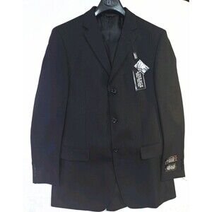 Lineage Men’s Black Pinstripe 2-Piece Suit 42L 36W Single-Breasted 3-Button